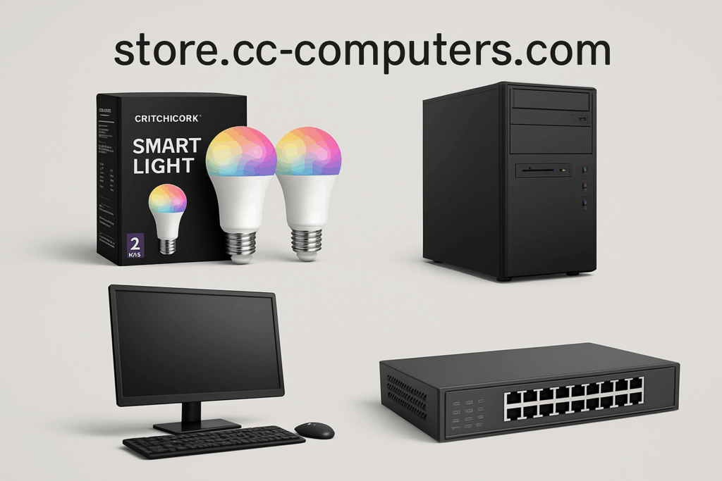 New products available at store.cc-computers.com including Smart Light bulbs, network equipment and new computers and components.