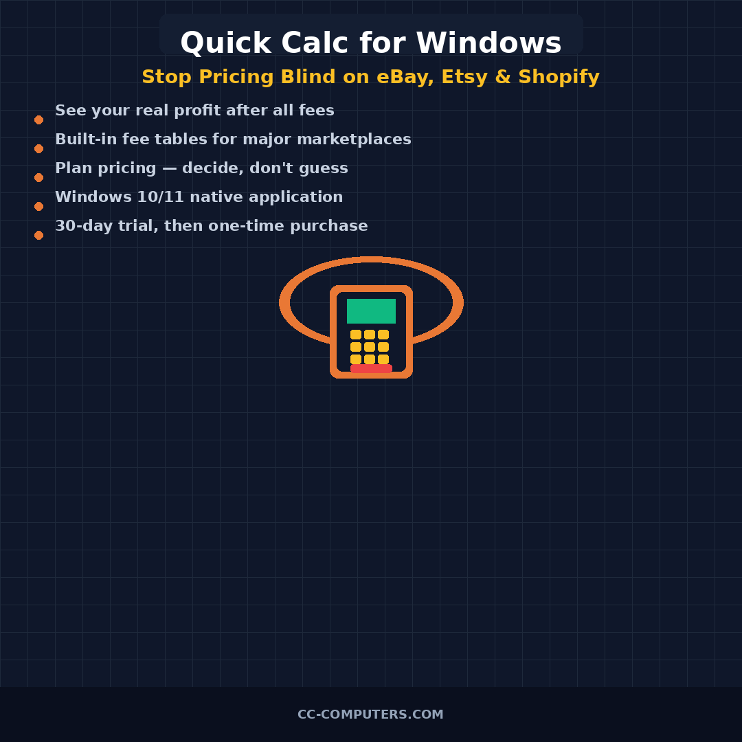 Quick Calc Marketplaces for Windows: Stop Pricing Blind on eBay, Etsy and Shopify